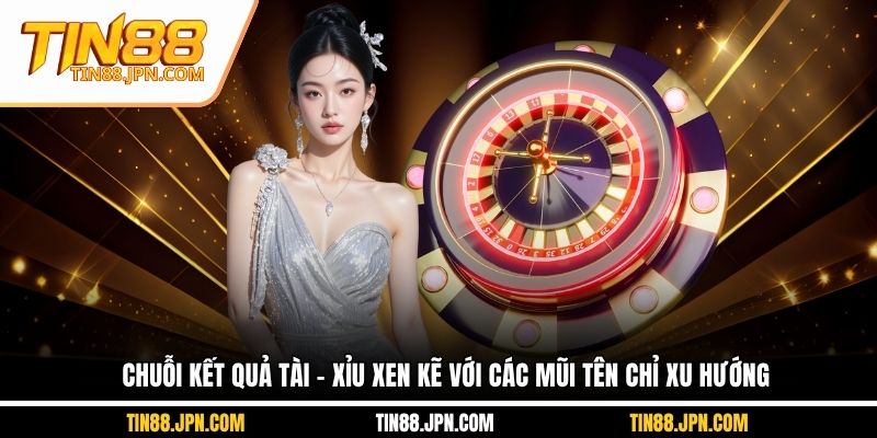 Chuỗi kết quả Tài - Xỉu xen kẽ với các mũi tên chỉ xu hướng